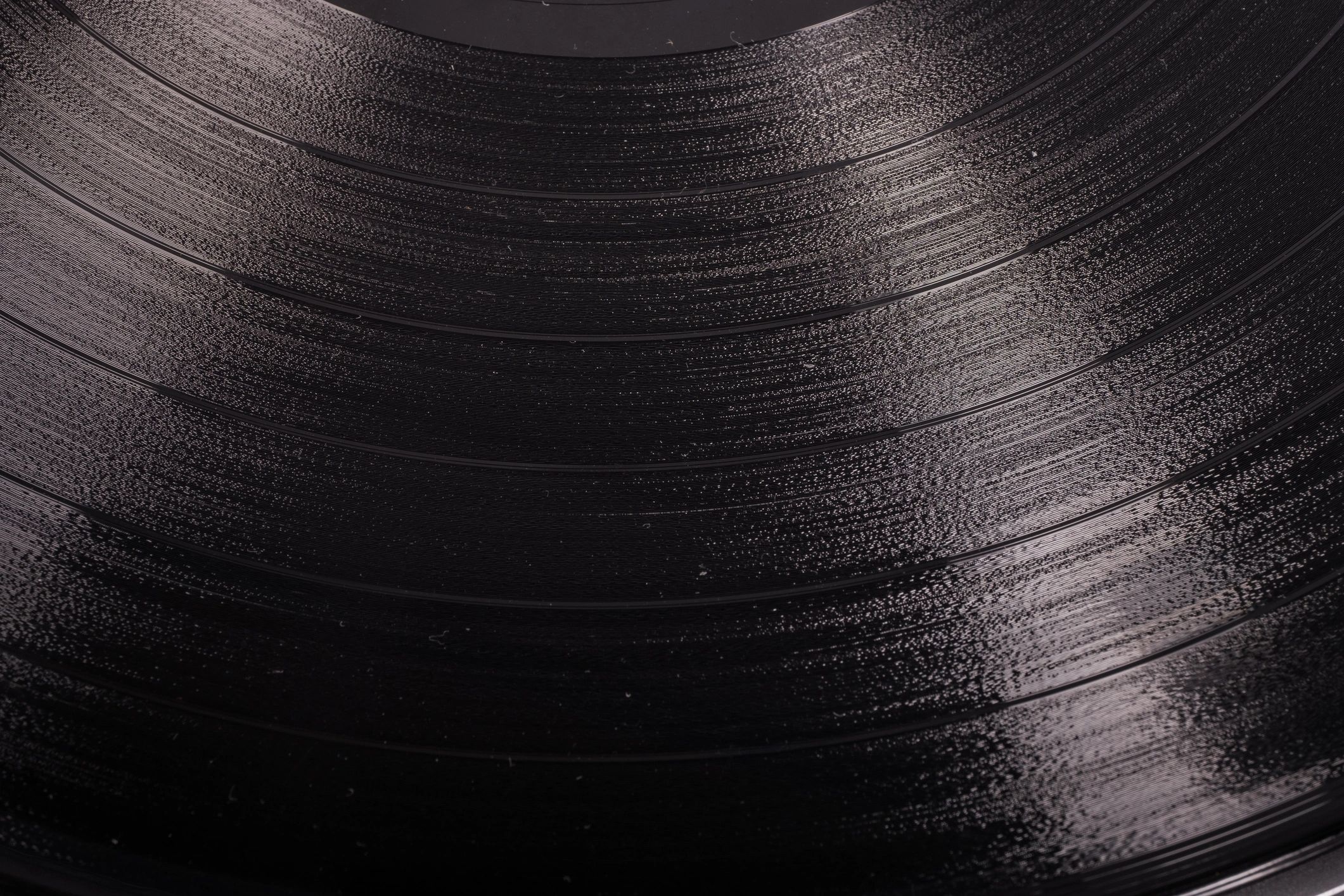 Close-up macro photo of a vinyl record surface